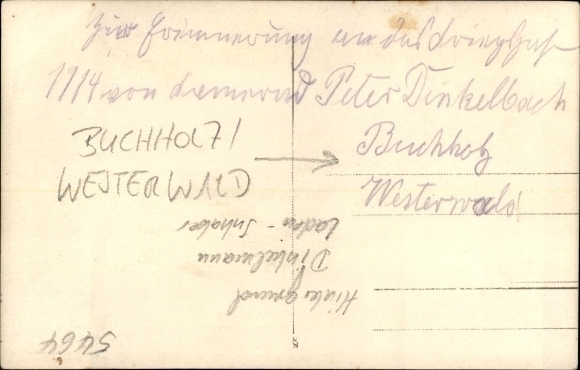 Photo Postcard Buchholz in the Westerwald, German soldier with crutches