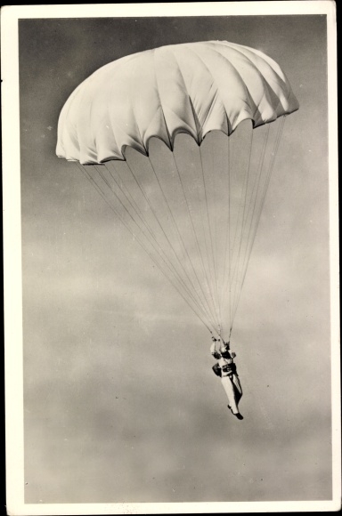 Postcard Parachutesport, skydiving, Jeugd- en Luchtvaartserie, Nationale Luchtvaartfonds
