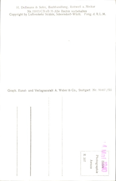 Postcard Rottweil am Neckar, aerial photograph
