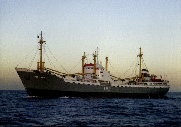 Postcard HMS Old Lady on the way to Hamburg, Hamburg Maritim Foundation