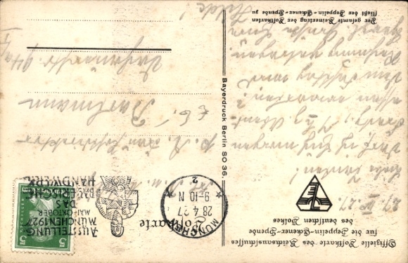 Artist Postcard Amtsberg, Otto, Defying all forces, preserving the work, Zeppelin Eckener donation