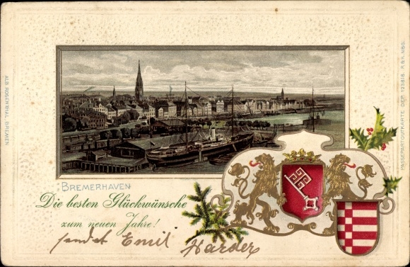 Wytłoczony herb passe-partout KP Bremerhaven, Port i miasto, Nowy Rok