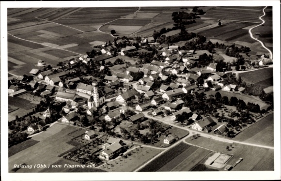 Postcard Raisting Upper Bavaria, aerial photograph