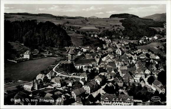 Postcard Elzach in the Black Forest, aerial photograph