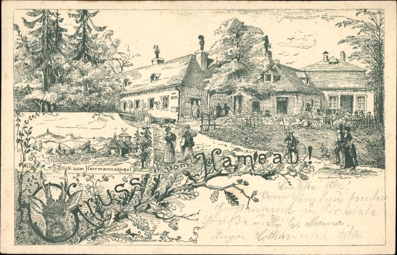 Chromo-Litho Vienna 17th Hernals Austria, view of the Hermannskogel