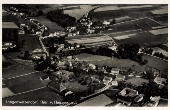 Ak Langenwetzendorf in Thüringen, Fliegeraufnahme