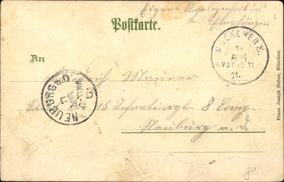 Klimopblad in reliëf litho München Beieren, Hofbräuhaus