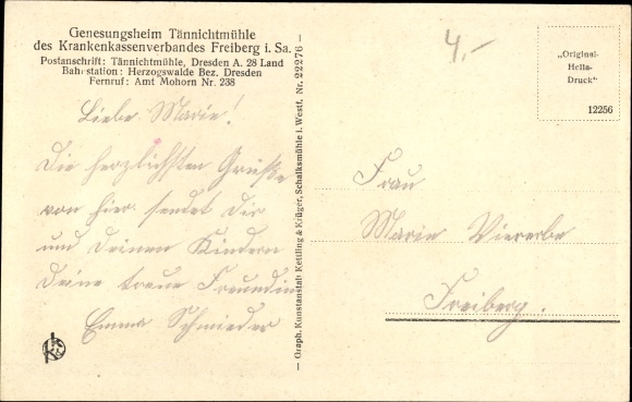 PC Dresden West Cossebaude, convalescent home Tännichtmühle d. Health Insurance Association