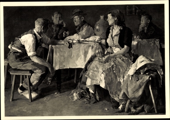Artist Postcard Schmitz Wiedenbrück, H., Tischgesellschaft, HDK 663