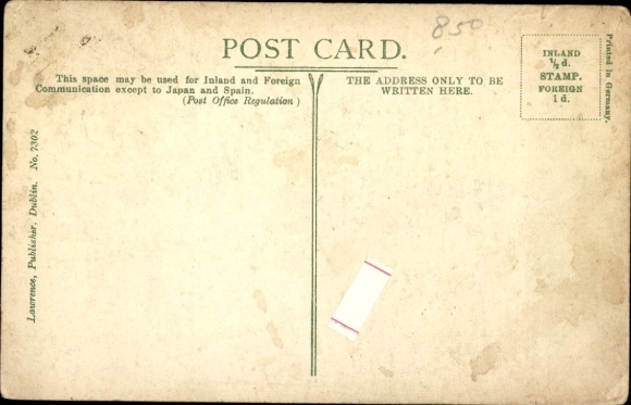 Postcard Ireland, woman at the spinning wheel, folk costume