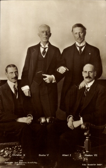 PCs King Gustav V of Sweden, Albert I of Belgium, Haakon VII of Norway, Christian X of Denmark