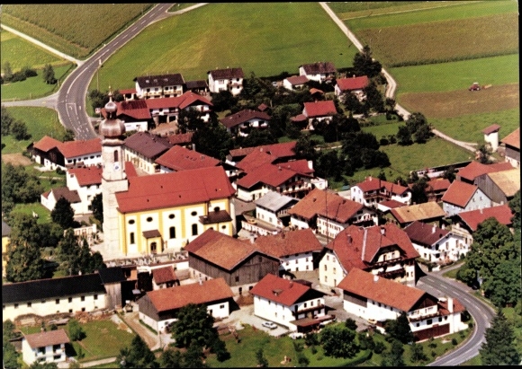 PC Vachendorf in Upper Bavaria, aerial photo, village center