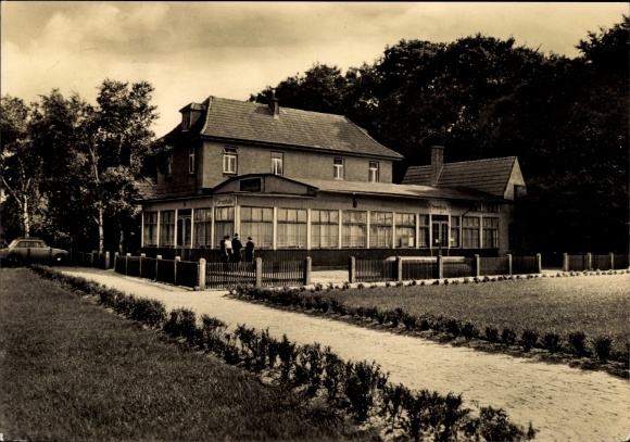 Postcard Baltic resort Nienhagen in Mecklenburg, beach hall on the promenade