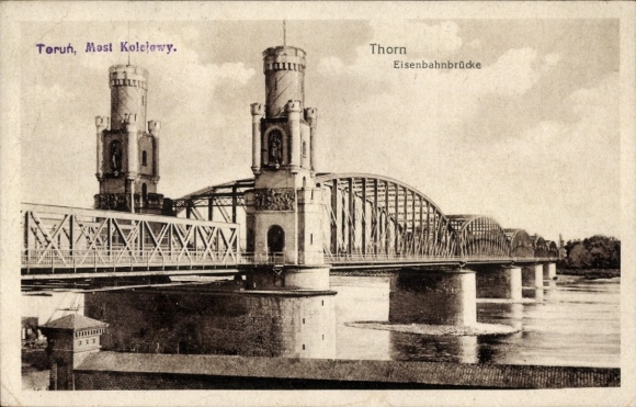 Ak Toruń Thorn West-Pruisen, spoorbrug