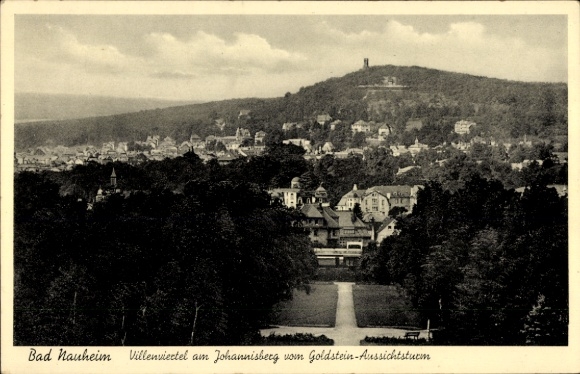 Postcard Bad Nauheim in Hesse, villa district on Johannisberg, view from the Goldstein observation tower