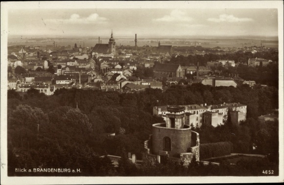 Postcard Brandenburg an der Havel, aerial view of Brandenburg, city view, monumental buildings