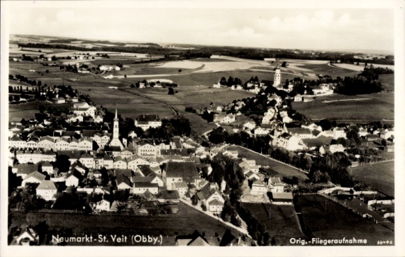 Postcard Neumarkt Sankt Veit an der Rott Upper Bavaria, aerial photograph