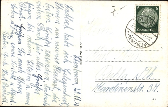 Postcard Ebersbrunn Lichtentanne in Saxony, upper district from the Lengenfelderstraße