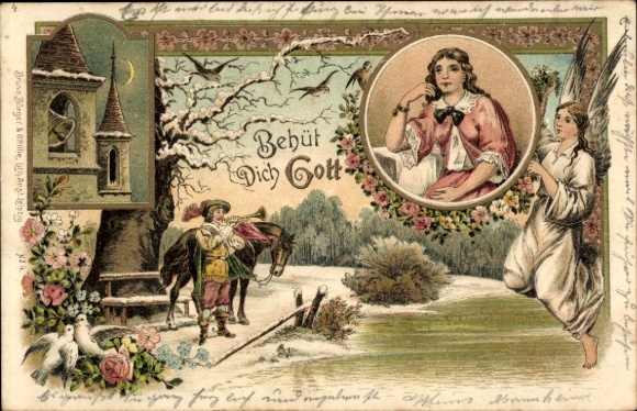 Chromo-Litho Trumpeter of Säckingen, God bless you, Angel, portrait