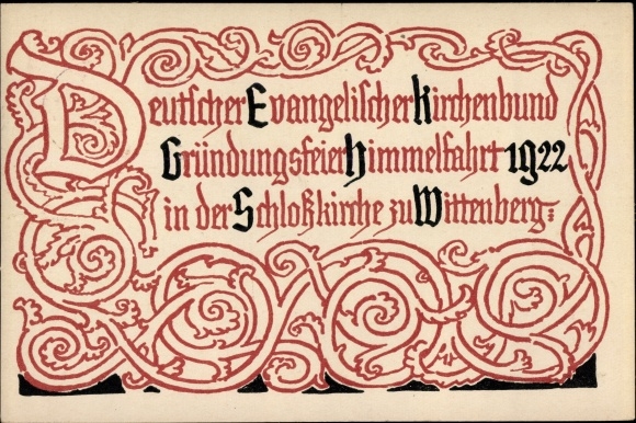 Briefkaart Wittenberg, Duitse Evangelische Kerk Federatie, oprichtingsceremonie 1922, GS DR PP 40 C1