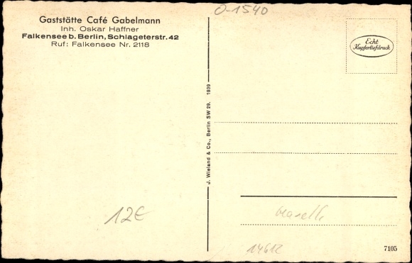 Postcard Falkensee b. Berlin, Gasthof Gabelmann, Schlageterstrasse 42