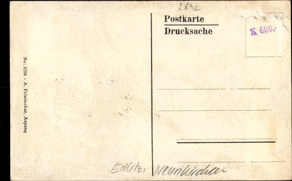 Postcard Edlitz Neunkirchen in Lower Austria, Am Treitl, post office and train station Edlitz Grimmenstein, steam locomotive