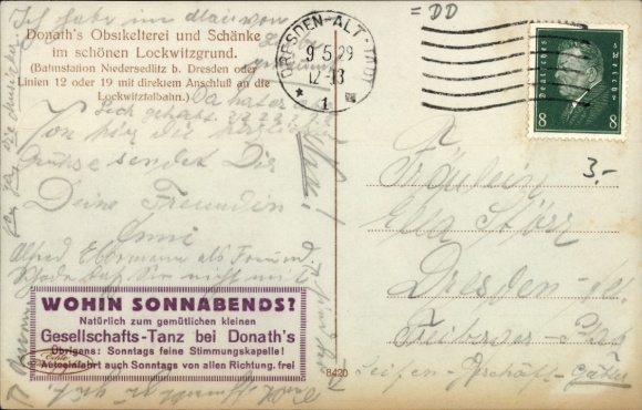Postcard Dresden Lockwitz, Lockwitzgrund, Donaths fruit press, tavern