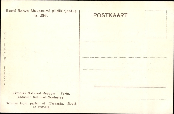 Artist Postcard Woman with shirt sleeves and pallapole, Tarvastu, Estländische Volkstracht