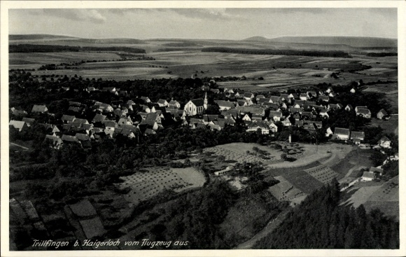 Ak Trillfingen Haigerloch im Zollernalbkreis, Luftaufnahme,  Haigerloch, ländliche Umgebung,  