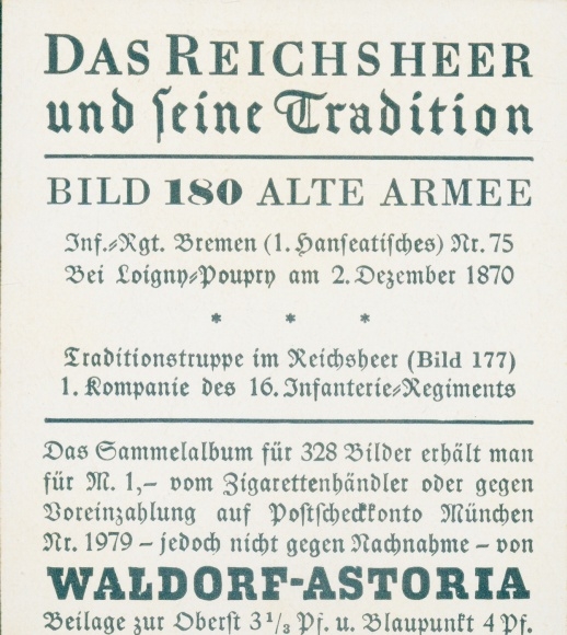 Collective picture The Imperial Army and its tradition, picture 180 Old Army, Inf. Rgt. Bremen 75, 1870