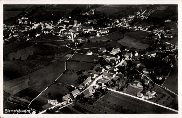 Postcard Ziemetshausen in Swabia, aerial photograph