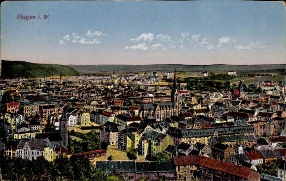 Postcard Hagen Westphalia, Panorama
