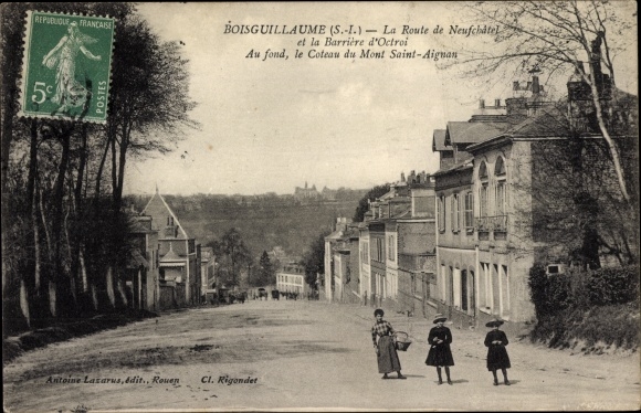 Ak Bois Guillaume Seine Maritime, La Route de Neufchâtel, La Barriere d&#39;Octroi