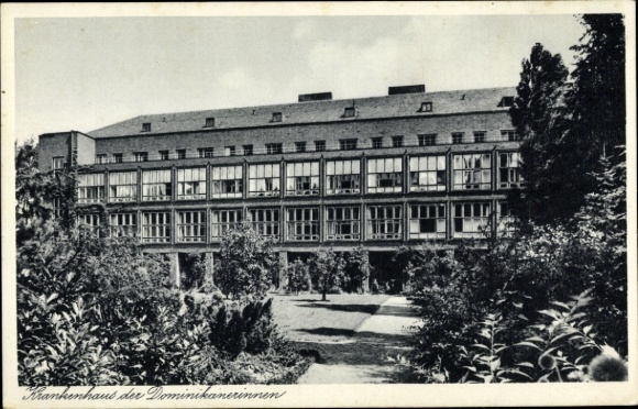 Postcard Berlin Reinickendorf Hermsdorf, Dominican Hospital, Park
