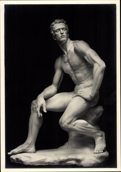 Postcard plastic calling, Arno Breker, male nude