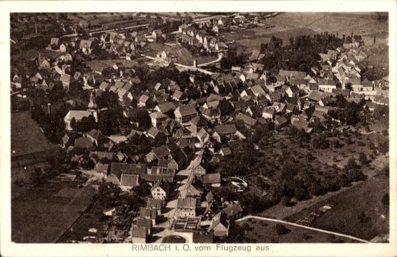 Postcard Rimbach in the Odenwald, general view, aerial photograph