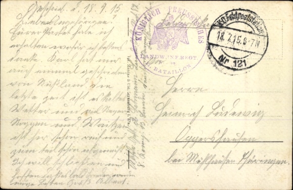Poem Postcard The Cross on the Battlefield, A. Schmidlin
