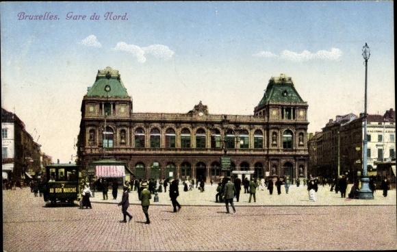 Ak Bruxelles Brussel, Gare du Nord, Nordbahnhof, mensen