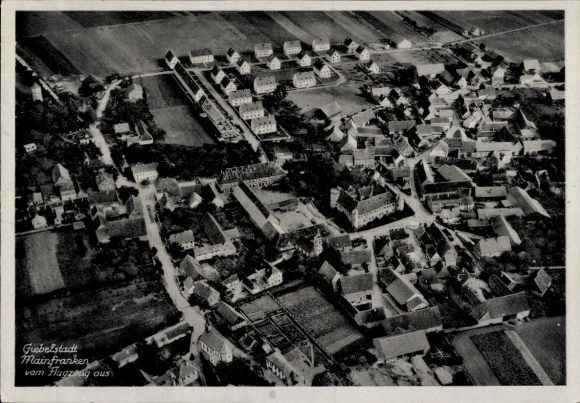 Postcard Giebelstadt in Lower Franconia, aerial view of Mainfranken, view of houses