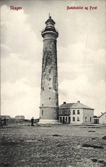 Postcard Skagen Denmark, Badehotellet og Fyret