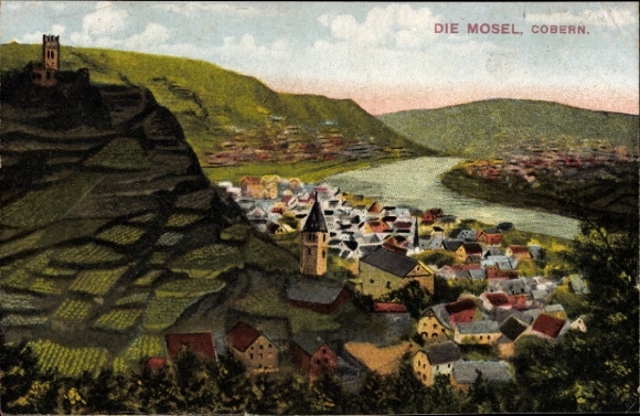 Postcard Cobern Kobern Gondorf on the Moselle, general view