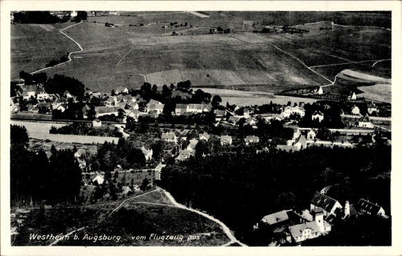 Postcard Westheim near Augsburg Neusäß in Swabia, aerial photograph