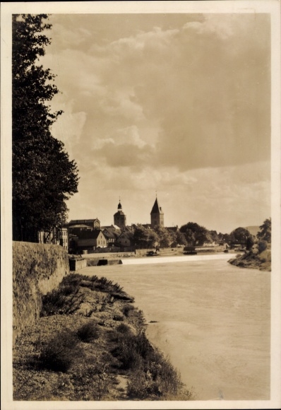 Ak Hameln an der Weser Niedersachsen, Teilansicht, Blick von der Weserpromenade