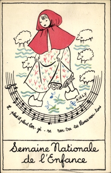 Song Artist Postcard Naly, National Children's Week, Girl, Sheep
