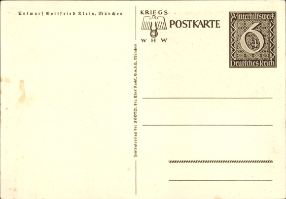 Postal stationery artist Postcard Klein, Gottfried, Danzig is German, WHW