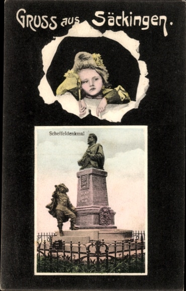 Postcard Bad Säckingen am Hochrhein, Scheffel Monument
