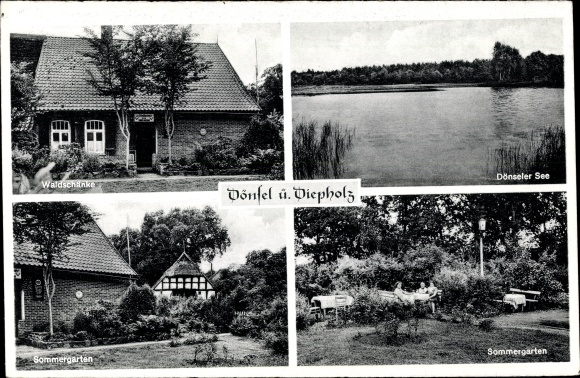 Ak Dönsel Dickel in de wijk Diepholz, bostaverne van Heinrich Dönselmann, tuin, Dönseler See