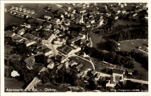 Postcard Altenmarkt an der Alz Upper Bavaria, aerial photograph