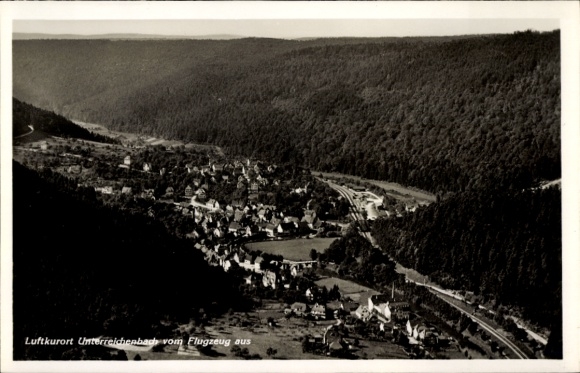 Postcard Unterreichenbach in the Black Forest, aerial photograph