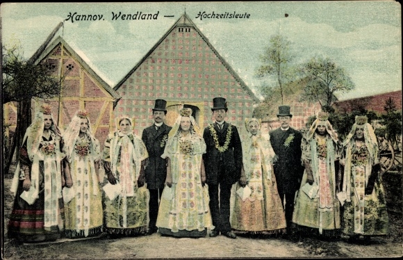 Postcard Hanover. Wendland, wedding people in costumes